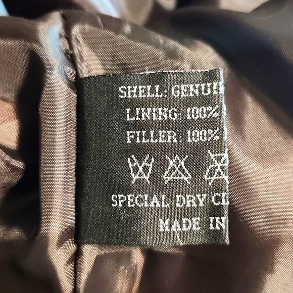 Leather Works Vintage Genuine Leather Patchwork Faux Fur Trim  Brown Size Small - Picture 8 of 12